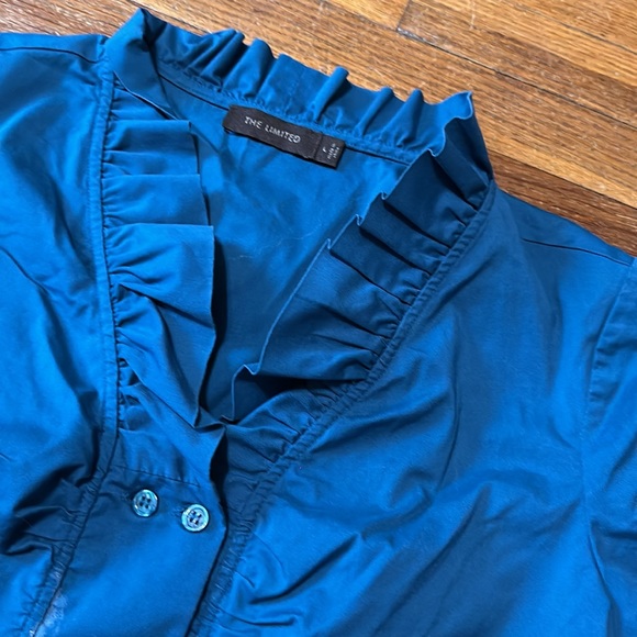 The Limited Women’s Ruffle Accent Blouse, Teal, Sz Lg - Picture 2 of 5